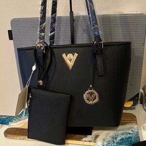 Valentino Black Tote with Gold Details